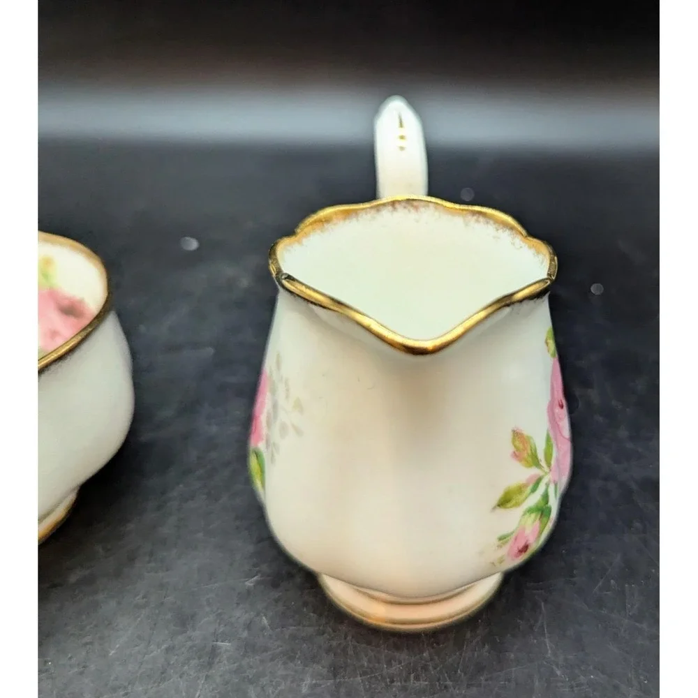 Vintage Royal Albert American Beauty Mini Creamer Open Sugar Bowl Floral Flower